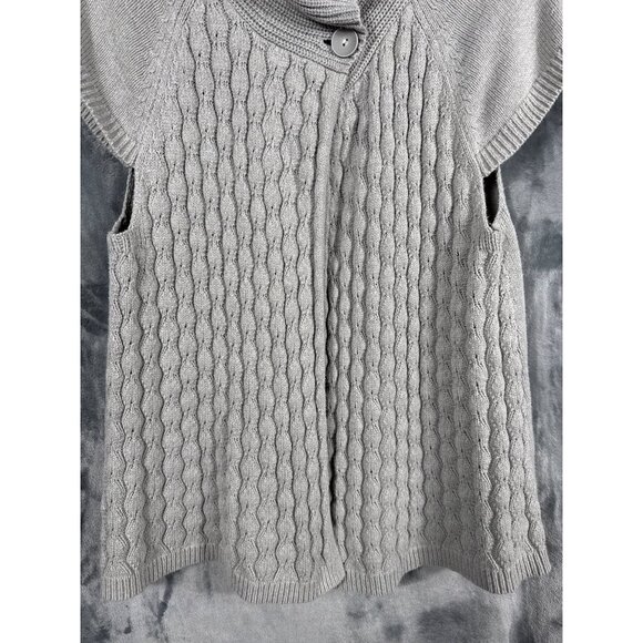 Izod Womens Cardigan Cable Knit Gray Sweater With Button Collar XXL - Picture 6 of 16